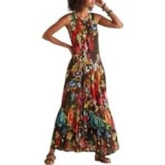 Soft Surroundings Rosalie Tiered Maxi Dress Sz M Floral GORGEOUS - Picture 1 of 8